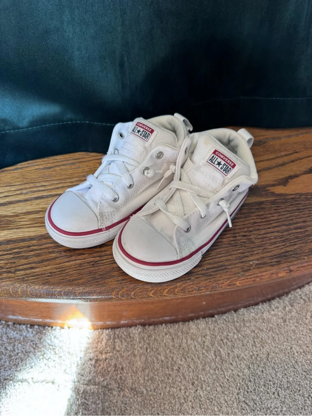 Converse Kids White Canvas Sneakers with Red Trim